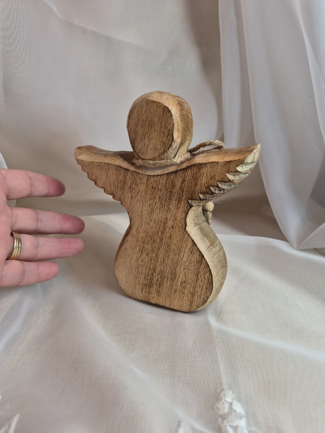 Beautiful 6 1/2" Hand-Carved  Solid Wooden Angel Decor - photo 5