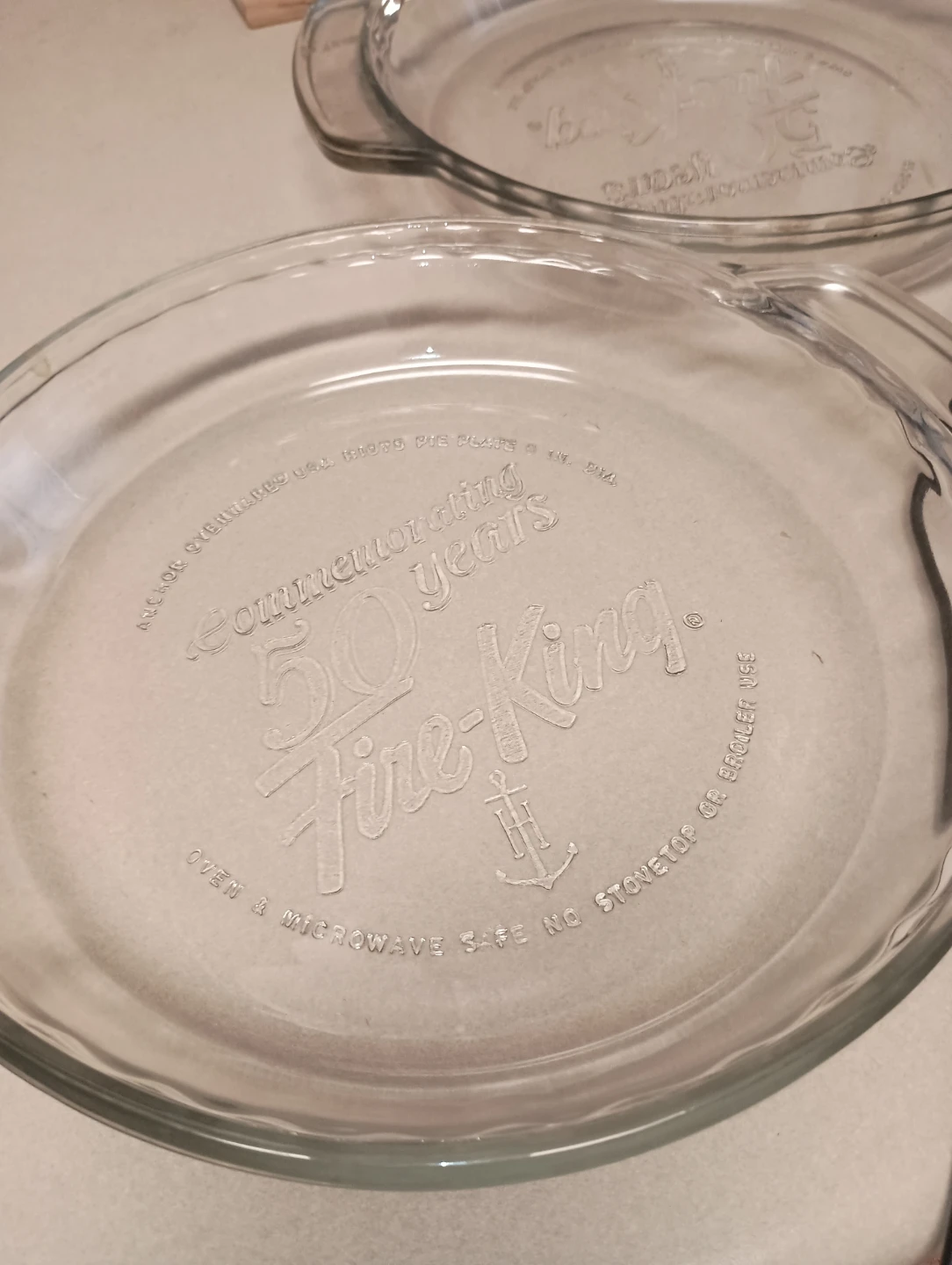 Anchor Fire-King "Commemorating 50 Years" Glass Pie Plate - photo 4