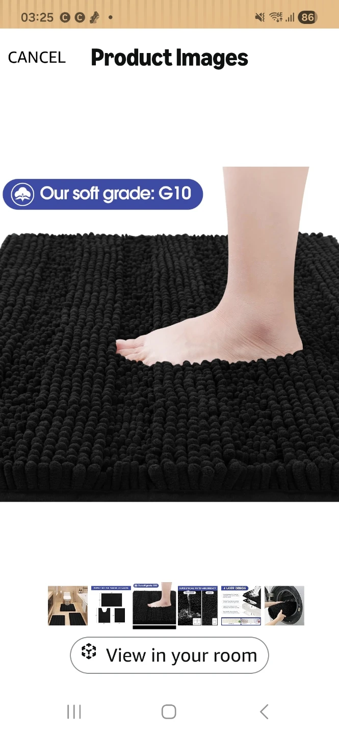 Black Bathroom Rug Set 3 Pieces - photo 2