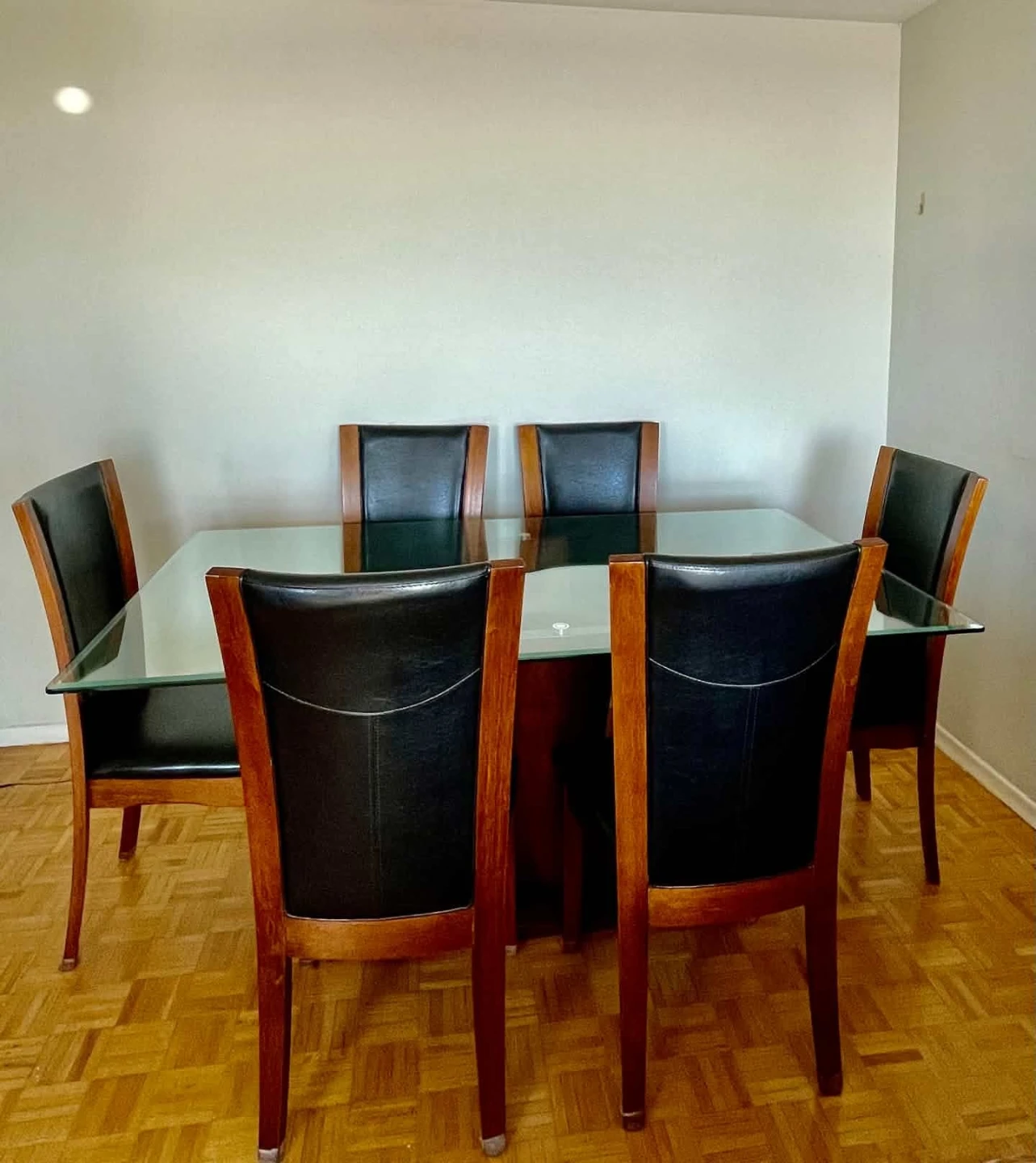 Glass Top Dining Table with 6 Chairs