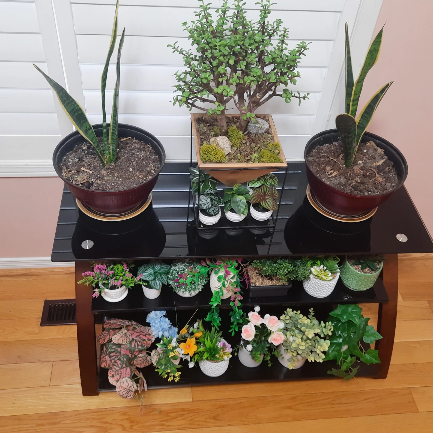Glass top plant stand