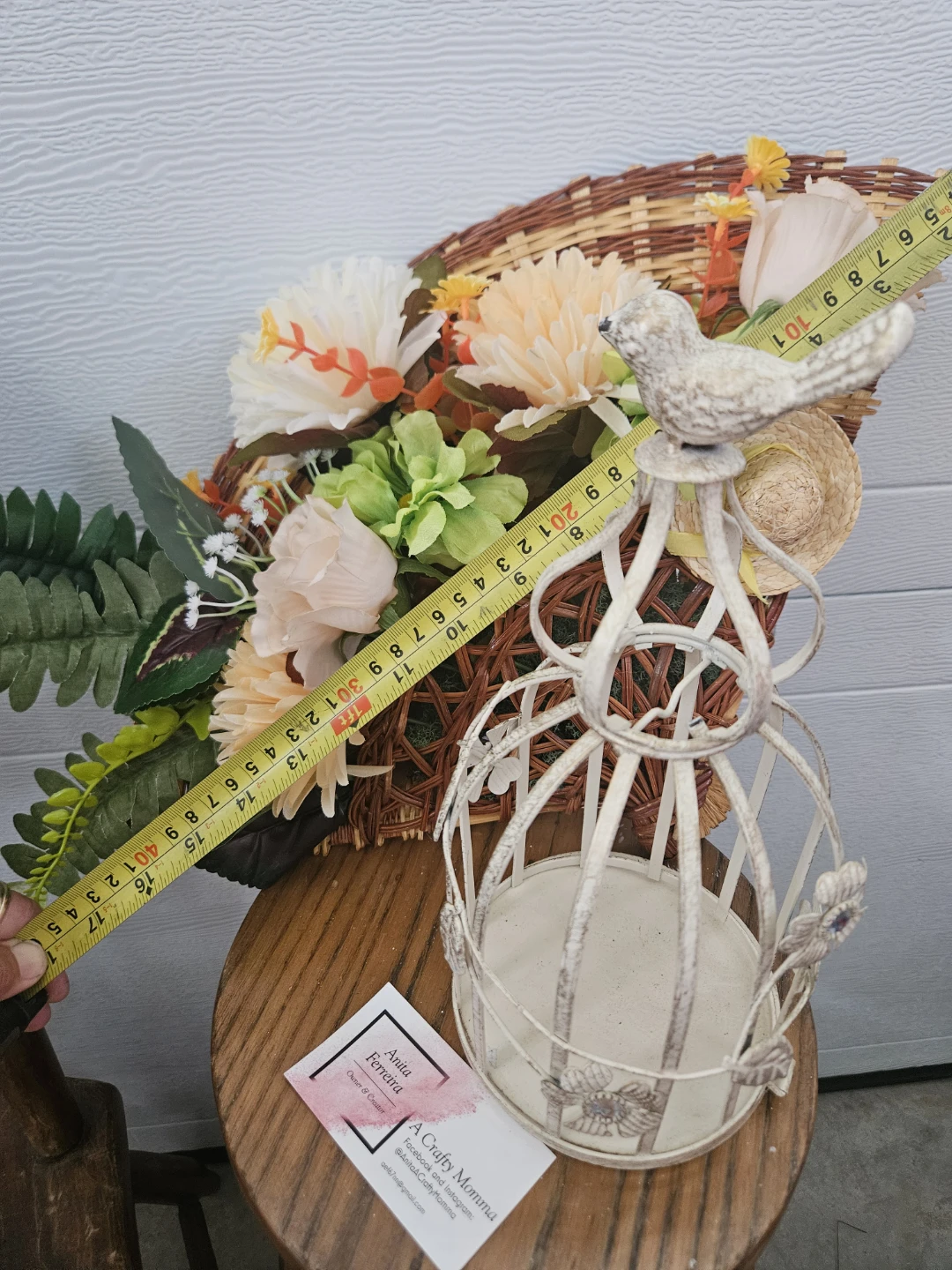 Decorative Bird Cage with Faux Flowers - photo 3