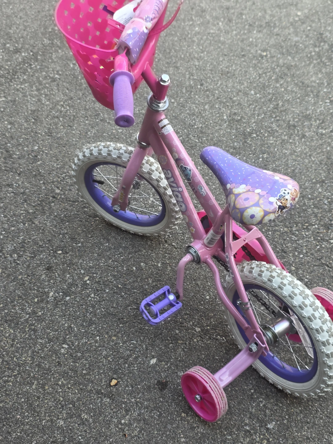 Kids Pink Paw Patrol Training Bike with Basket - photo 2