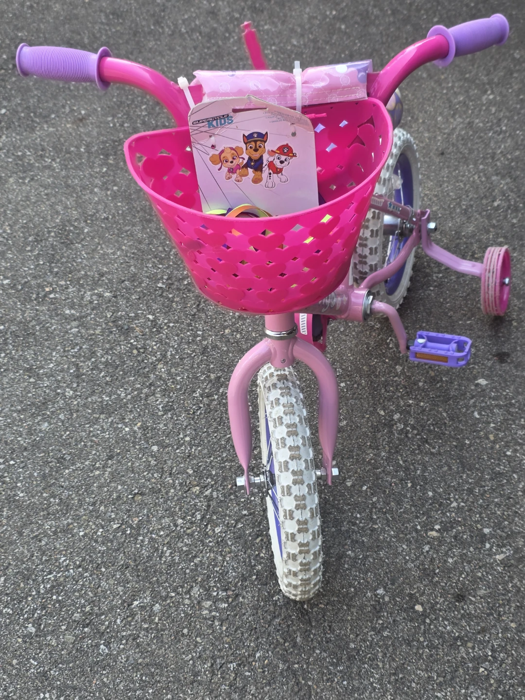 Kids Pink Paw Patrol Training Bike with Basket - photo 4
