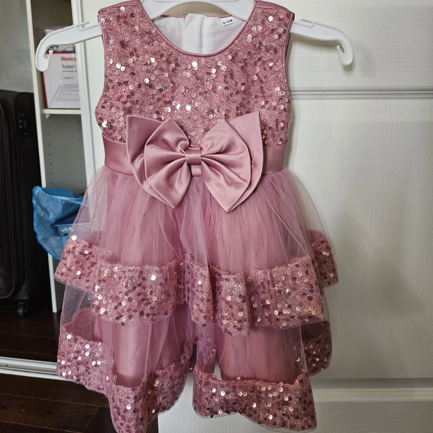 New Pink Sequin Tulle Dress with Bow - photo 2