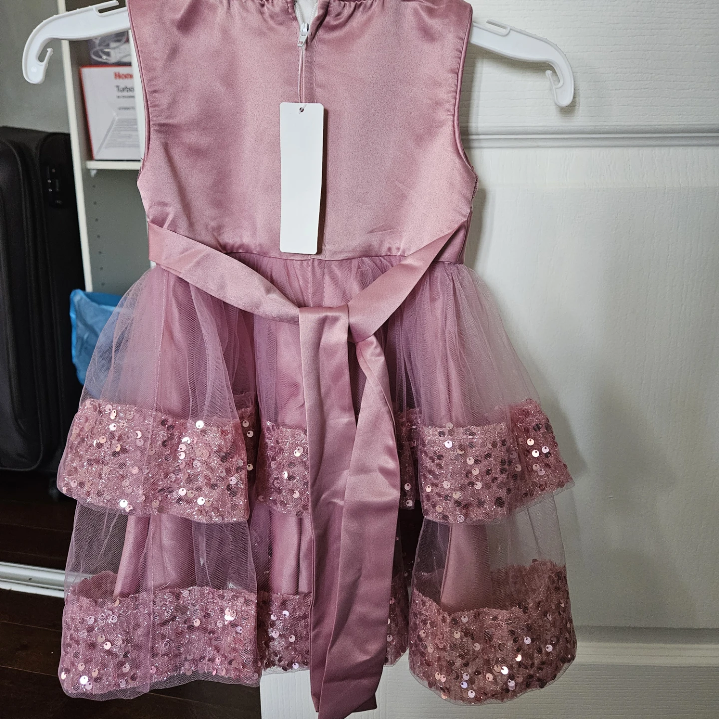 New Pink Sequin Tulle Dress with Bow - photo 4