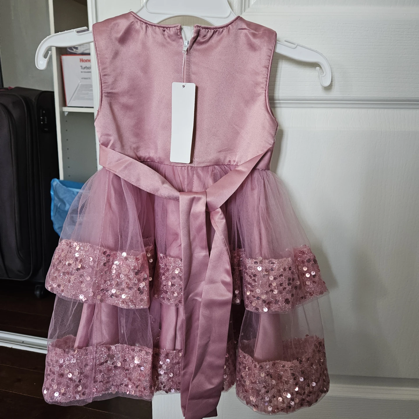 New Pink Sequin Tulle Dress with Bow - photo 5