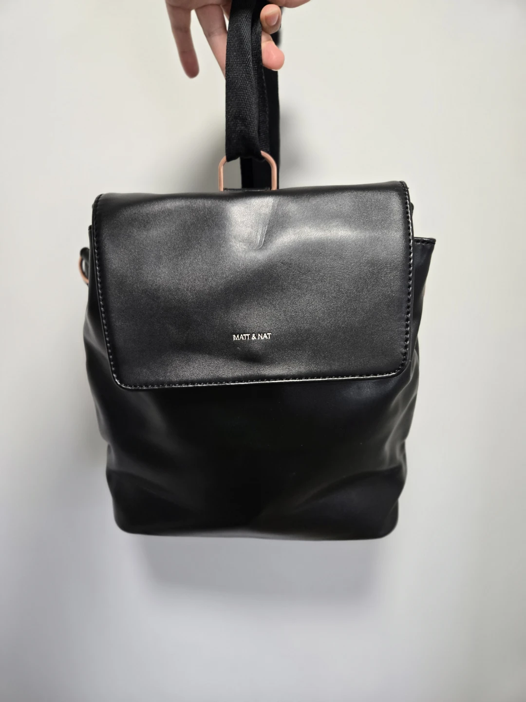 MATT & NAT Black Faux Leather Backpack