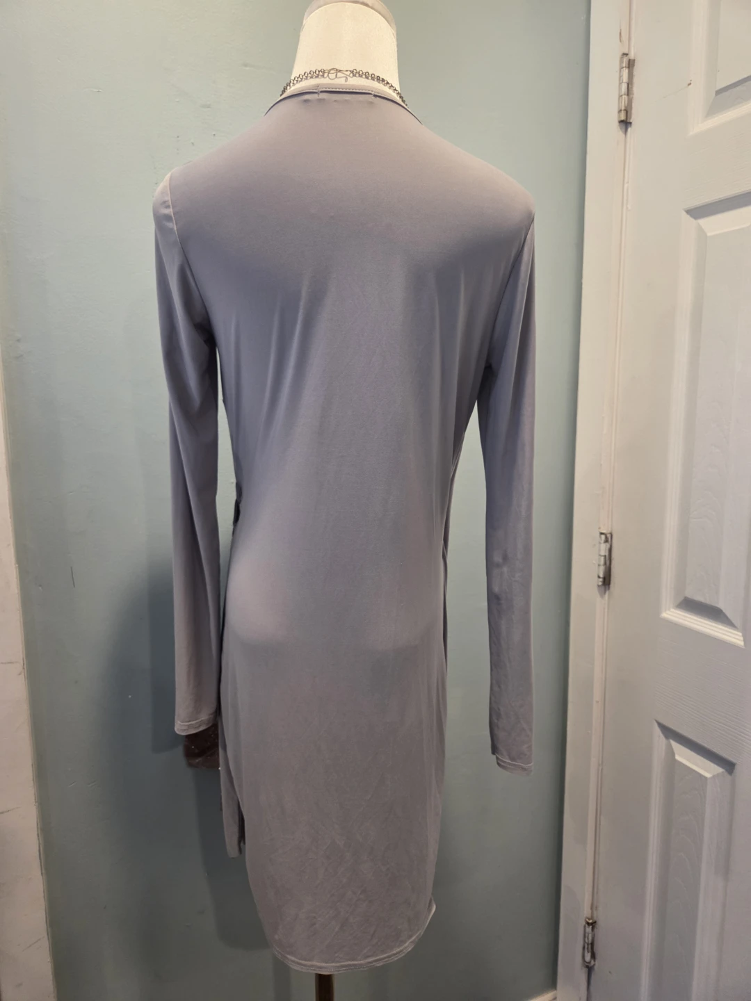 Light Gray Draped Wrap Dress - photo 2