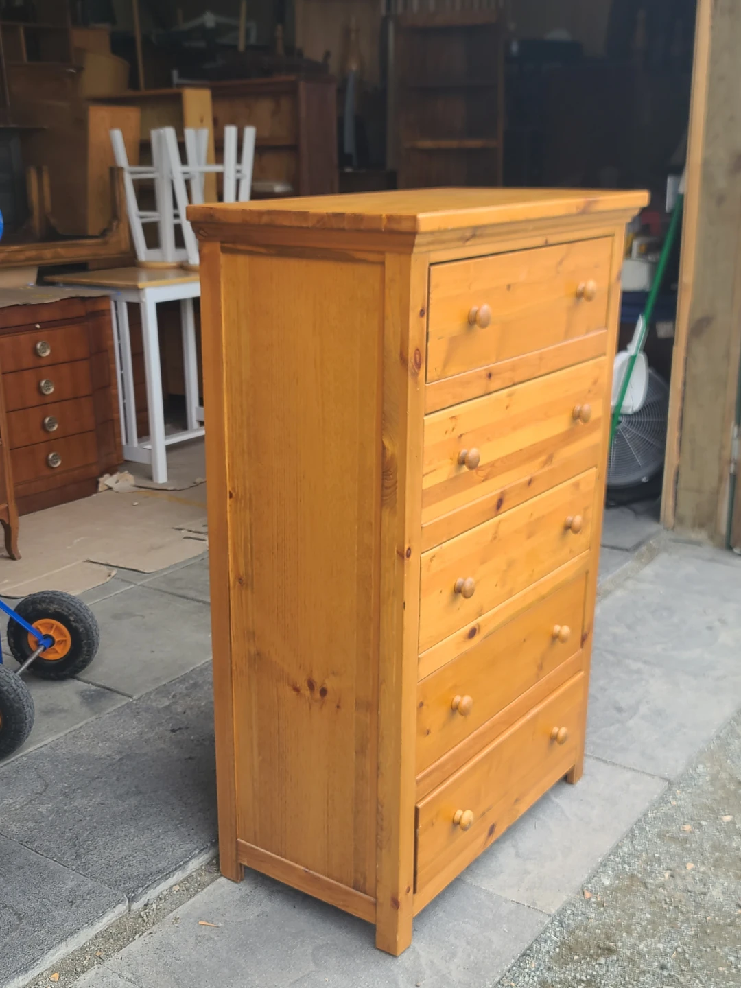 Solid Pine 5-Drawer Tallboy Chest - photo 2