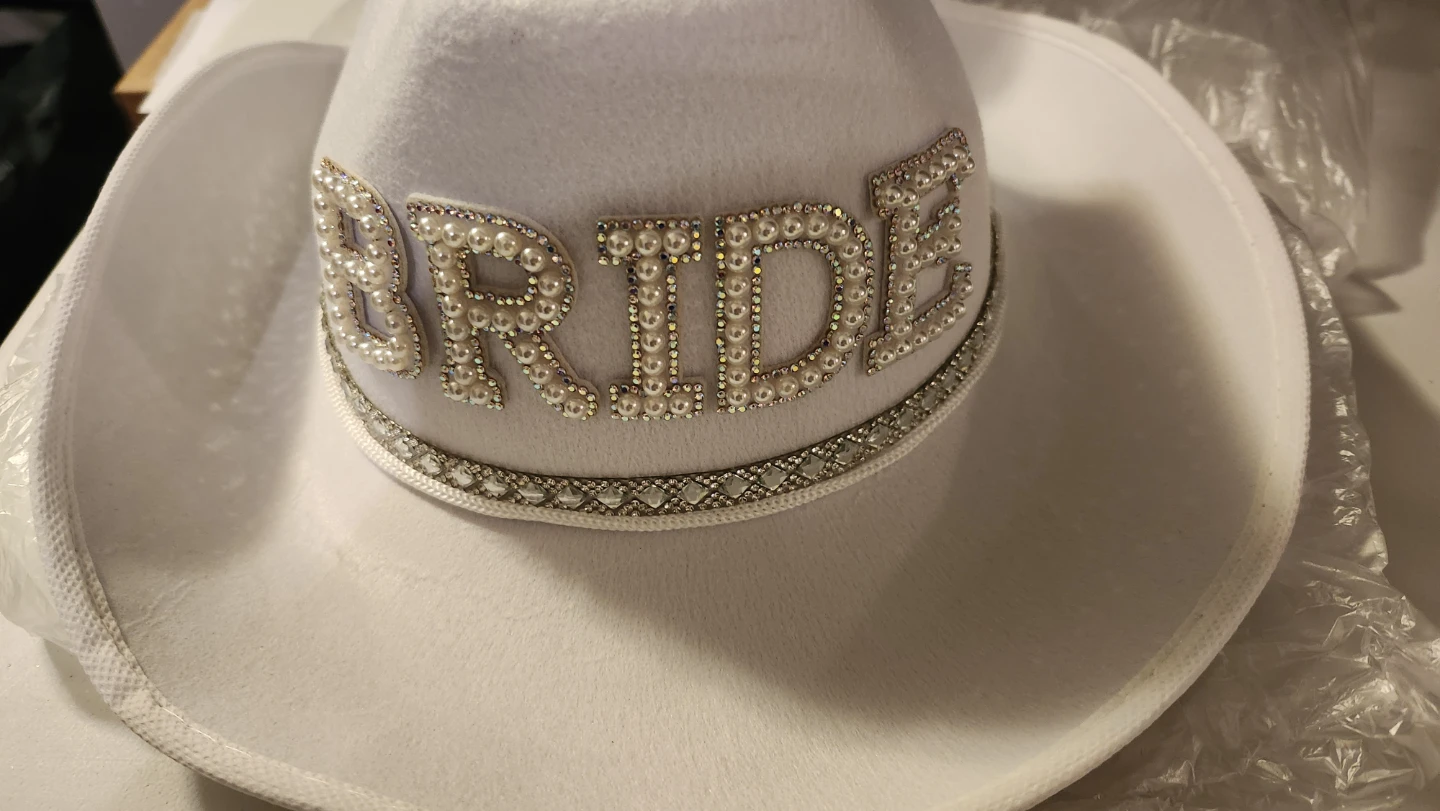 White Bride Cowboy Hat with Veil - photo 4