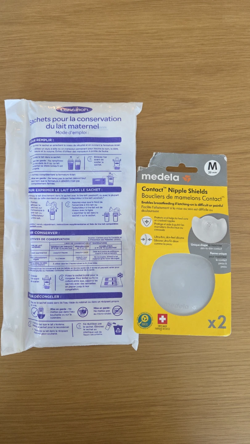 Breastmilk bags and Medela Nipple Shields