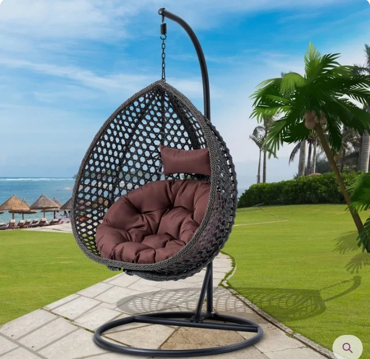Wicker Hanging Egg Chair with Stand