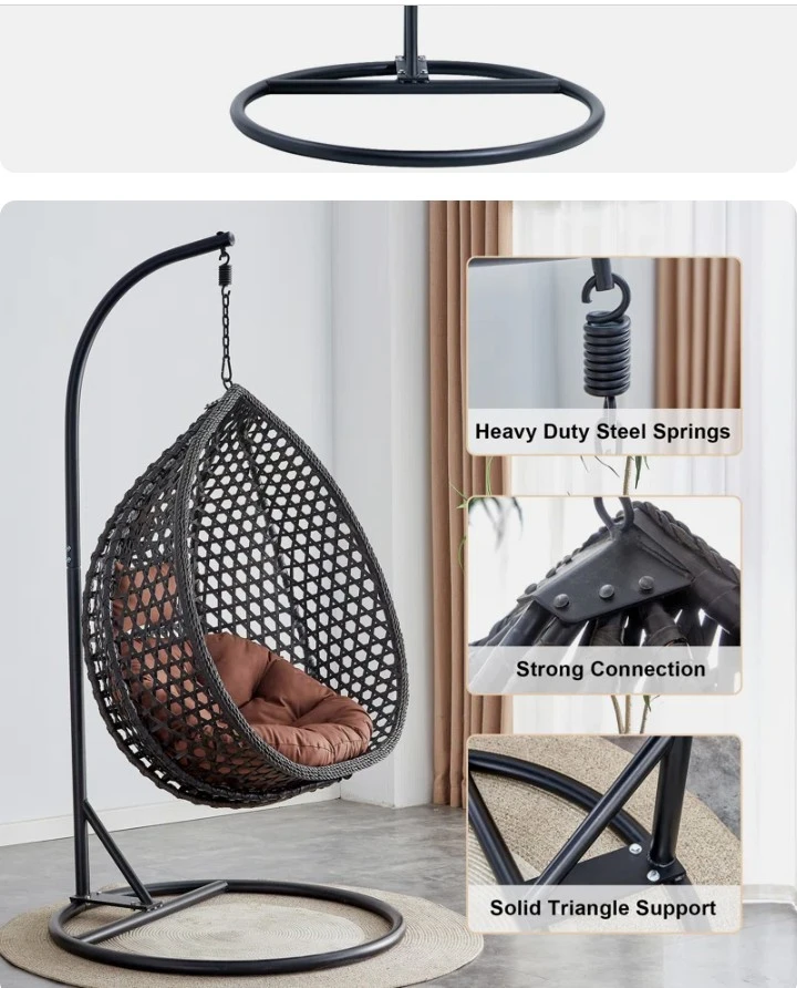 Wicker Hanging Egg Chair with Stand - photo 2