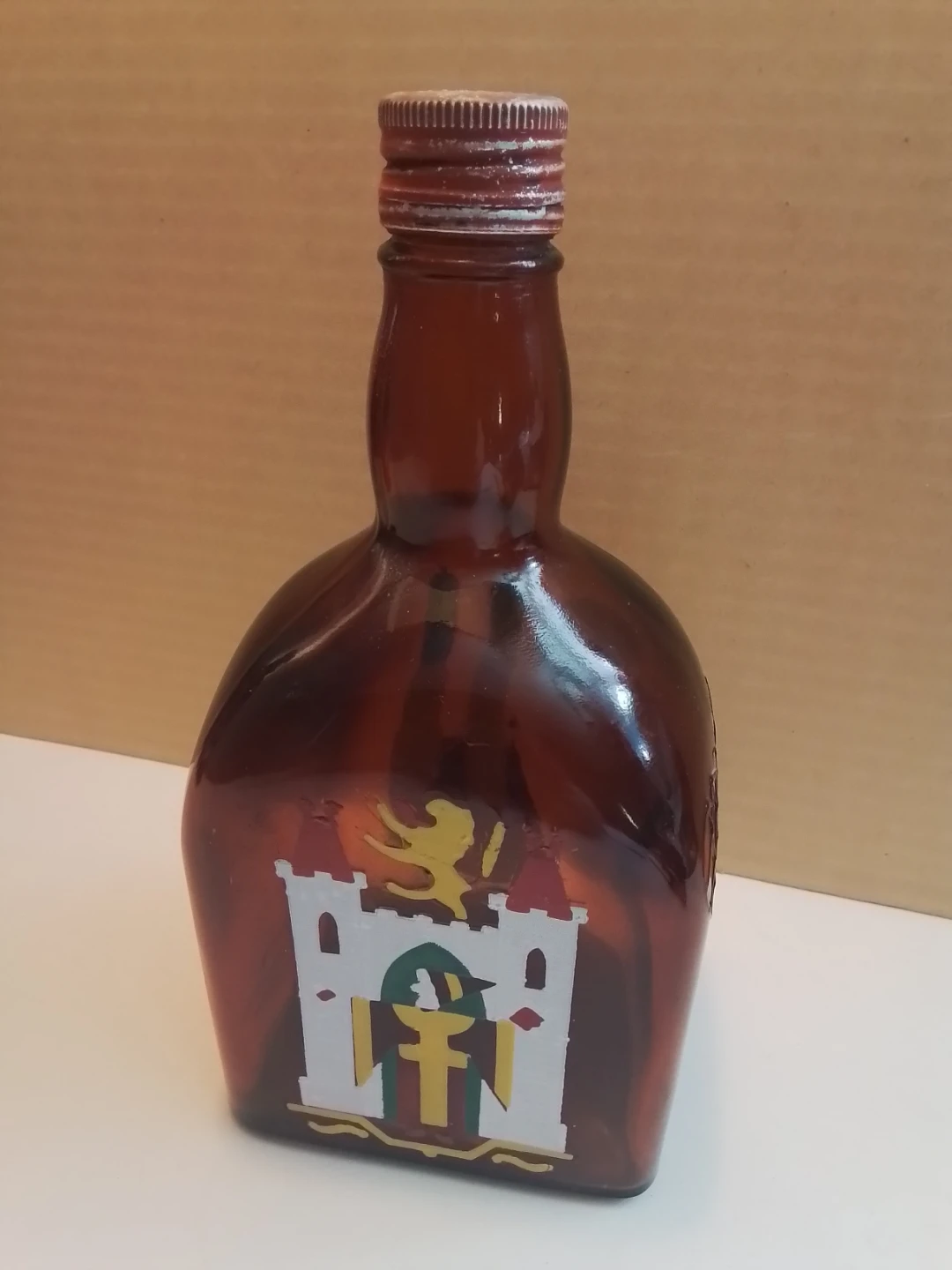 Vintage  Glass Bottle with Anton Hiemerschmid München Engraving