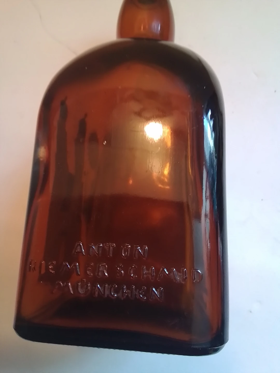 Vintage  Glass Bottle with Anton Hiemerschmid München Engraving - photo 4