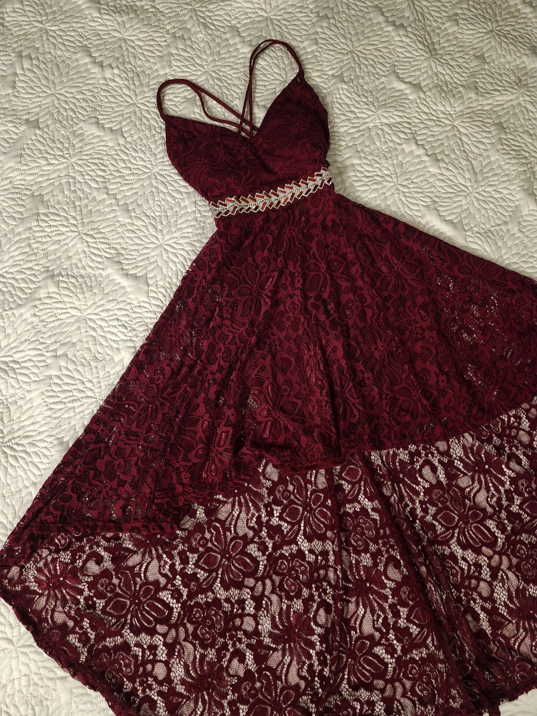 FE Forever Burgundy Lace High-Low Dress - photo 3