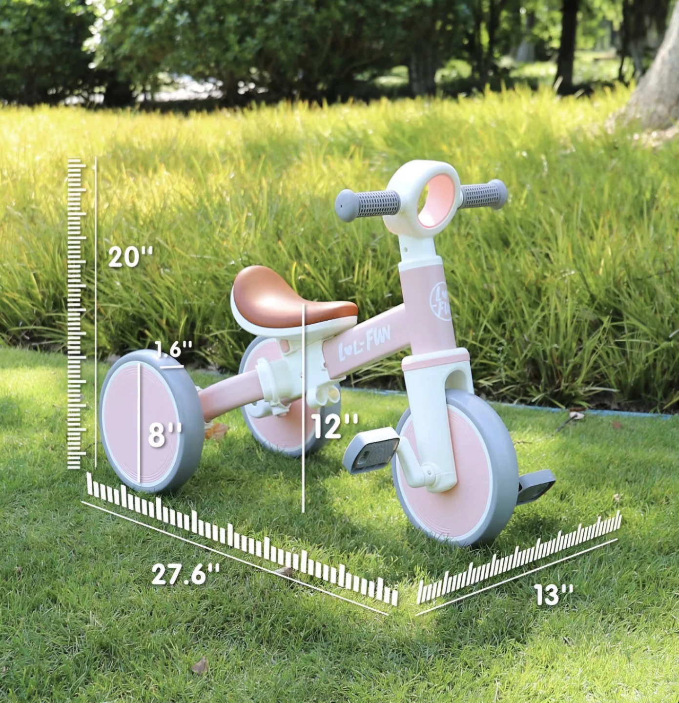 LOL-FUN 4-in-1 Toddler Bike Tricycle Balance Bike Pink - photo 3