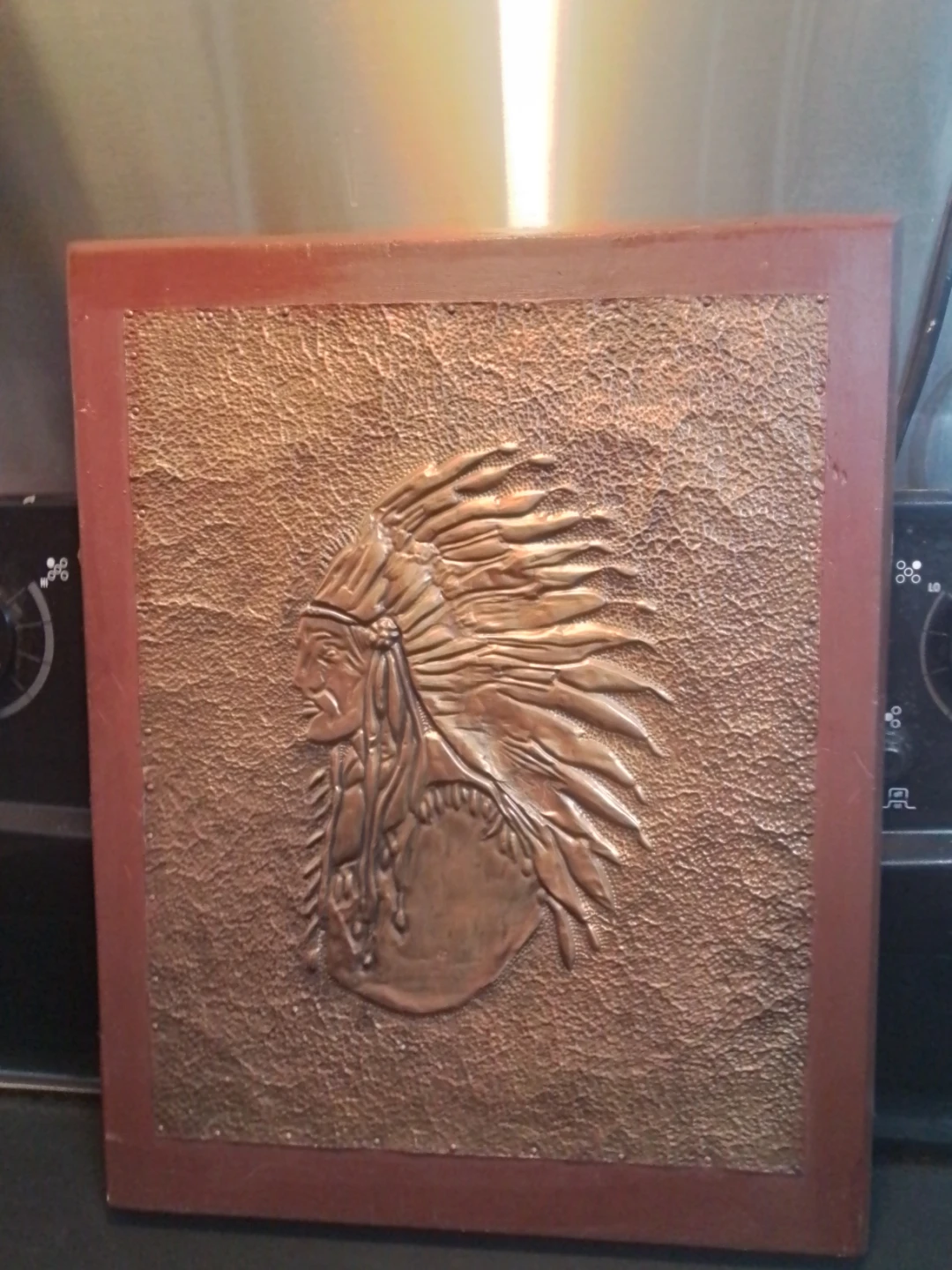 Chief Red Bull Copper Relief Wall Art