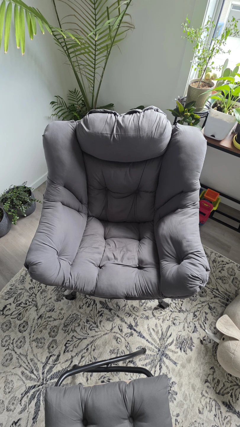 Grey Accent Chair with Ottoman - photo 2
