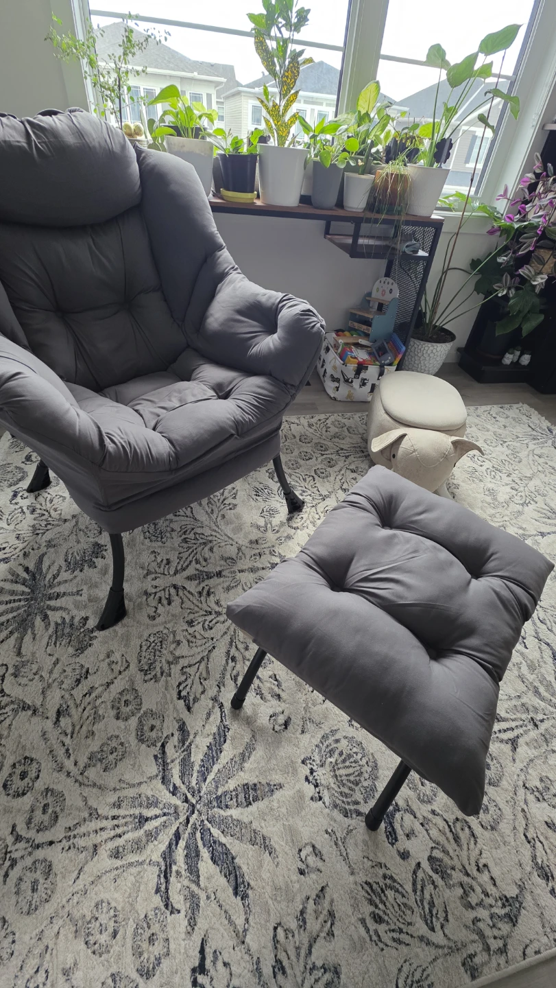 Grey Accent Chair with Ottoman - photo 3