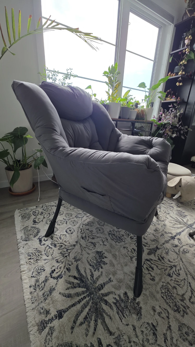 Grey Accent Chair with Ottoman - photo 4
