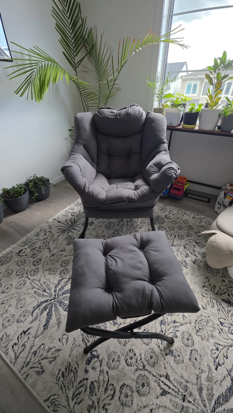 Grey Accent Chair with Ottoman - photo 5