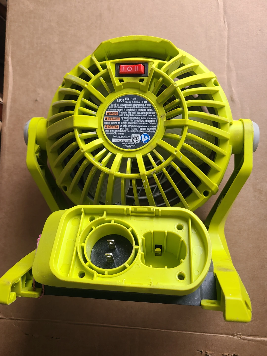 Ryobi P3320 18V Cordless/Electric Hybrid Fan - photo 2
