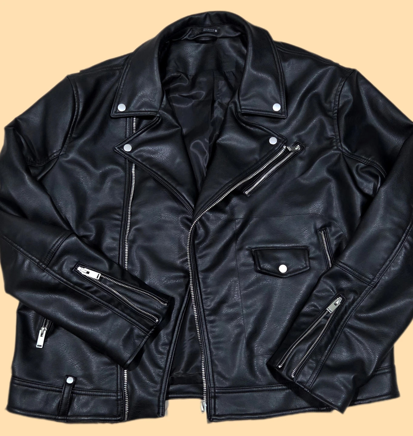 ZARA Black Faux Leather Moto Jacket