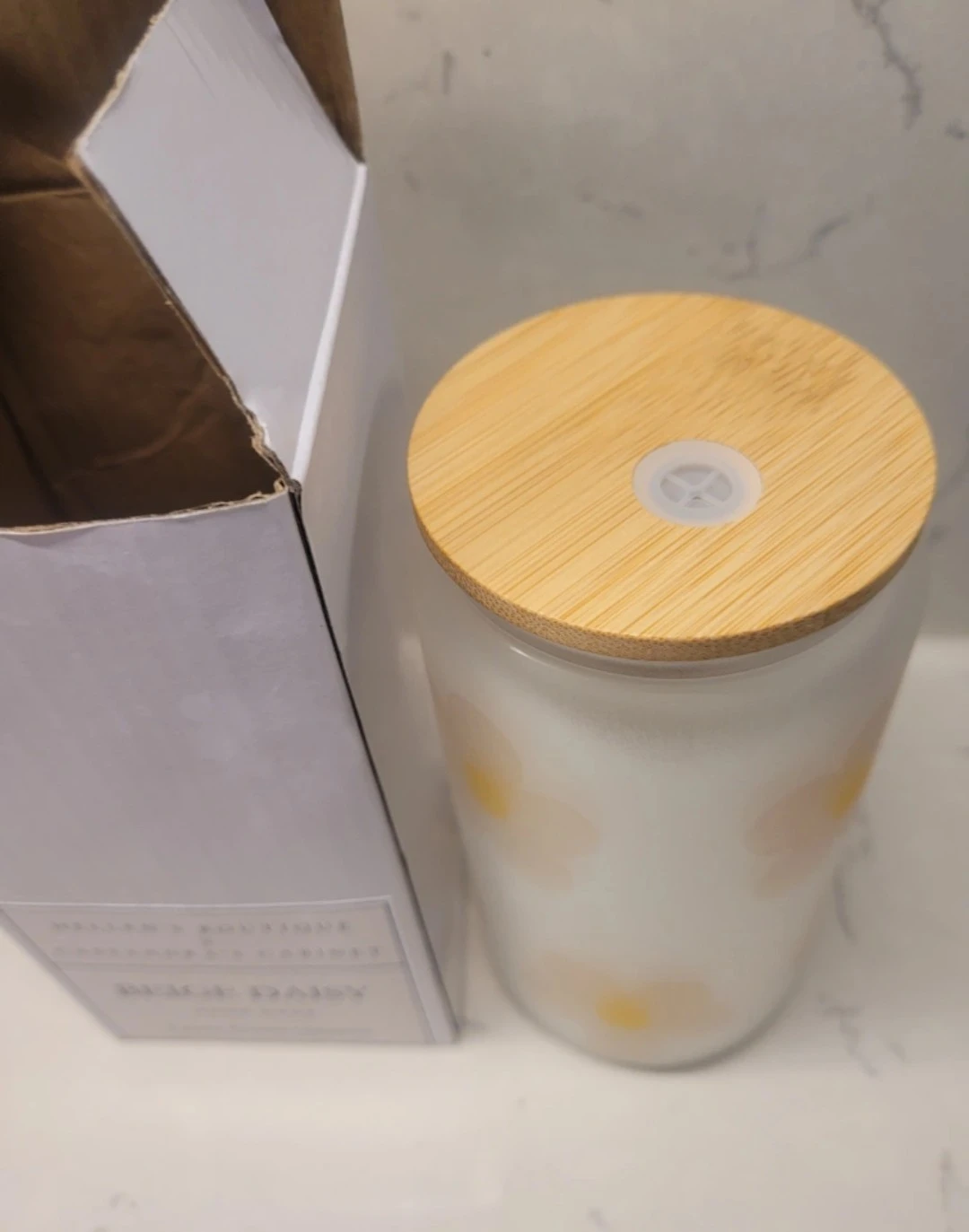 Beige Daisy Frosted Glassware - photo 2