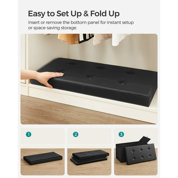 (BRAND NEW) Black Modern Storage Ottoman Bench - photo 3