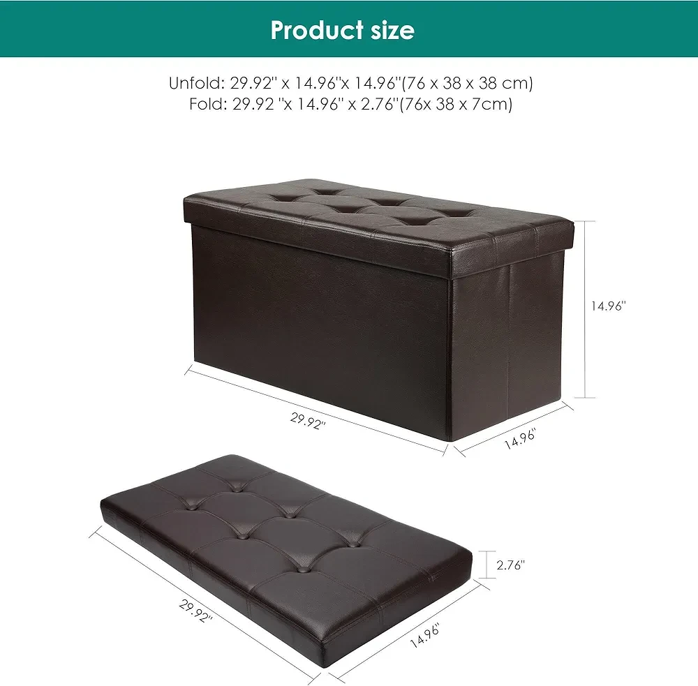 (BRAND NEW) Black Modern Storage Ottoman Bench - photo 4