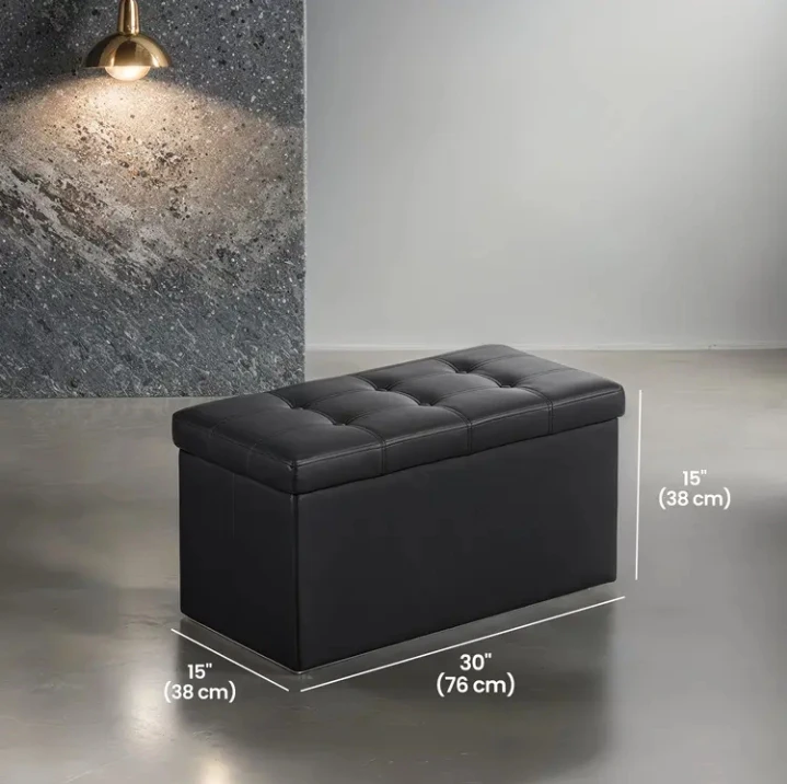 (BRAND NEW) Black Modern Storage Ottoman Bench - photo 5