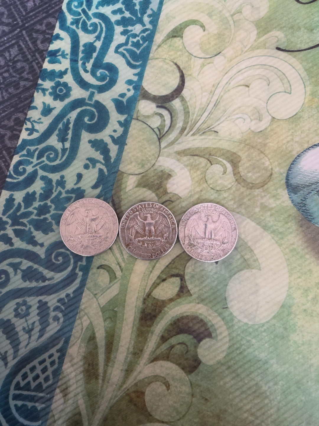 Three 1970, 1971, 1974 US Quarters - photo 2