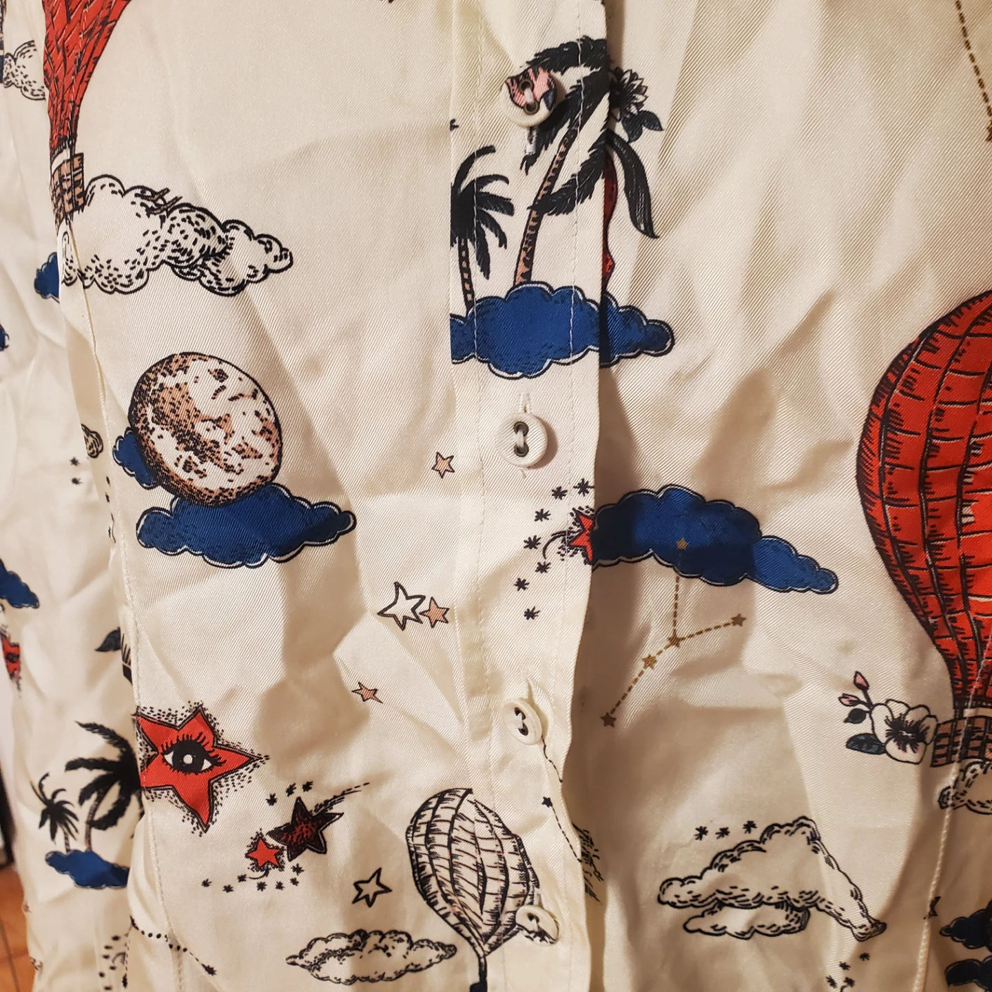 Women's Long Sleeve Button-Up Shirt - Hot Air Balloon Print - photo 2
