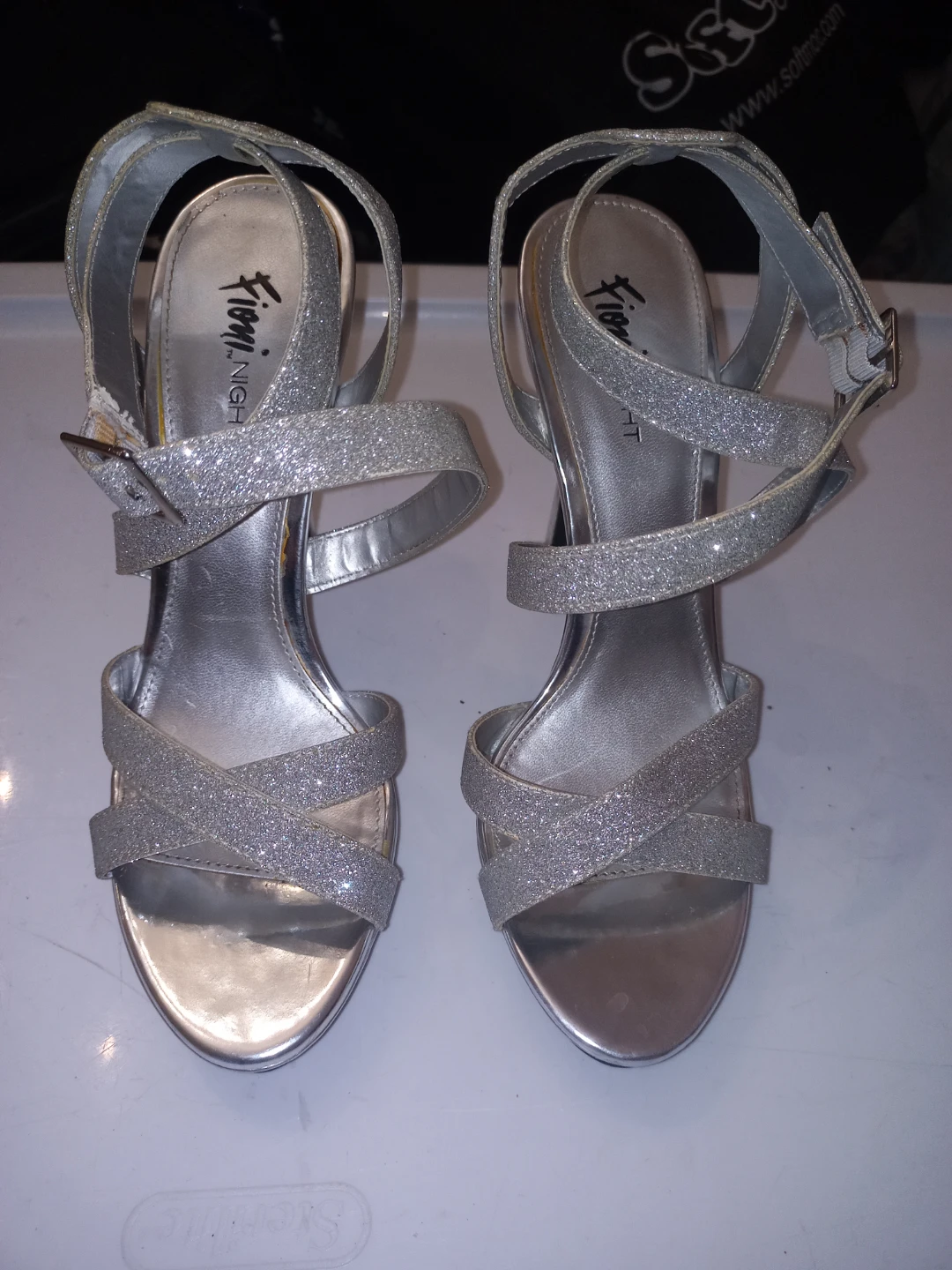 Fioni Night Silver Glitter Heels - Size 7.5 - photo 2