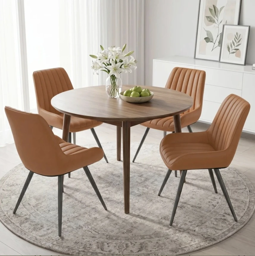 Set of 4 Brown Velvet Dining Chairs