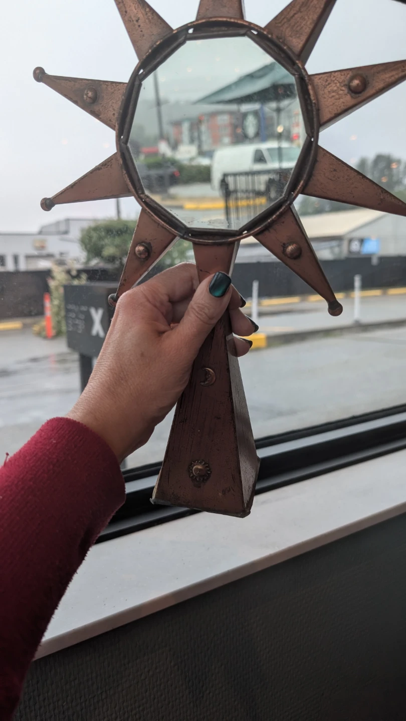 Vintage Copper Starburst mirror  with Sun and Moon Accent - photo 3
