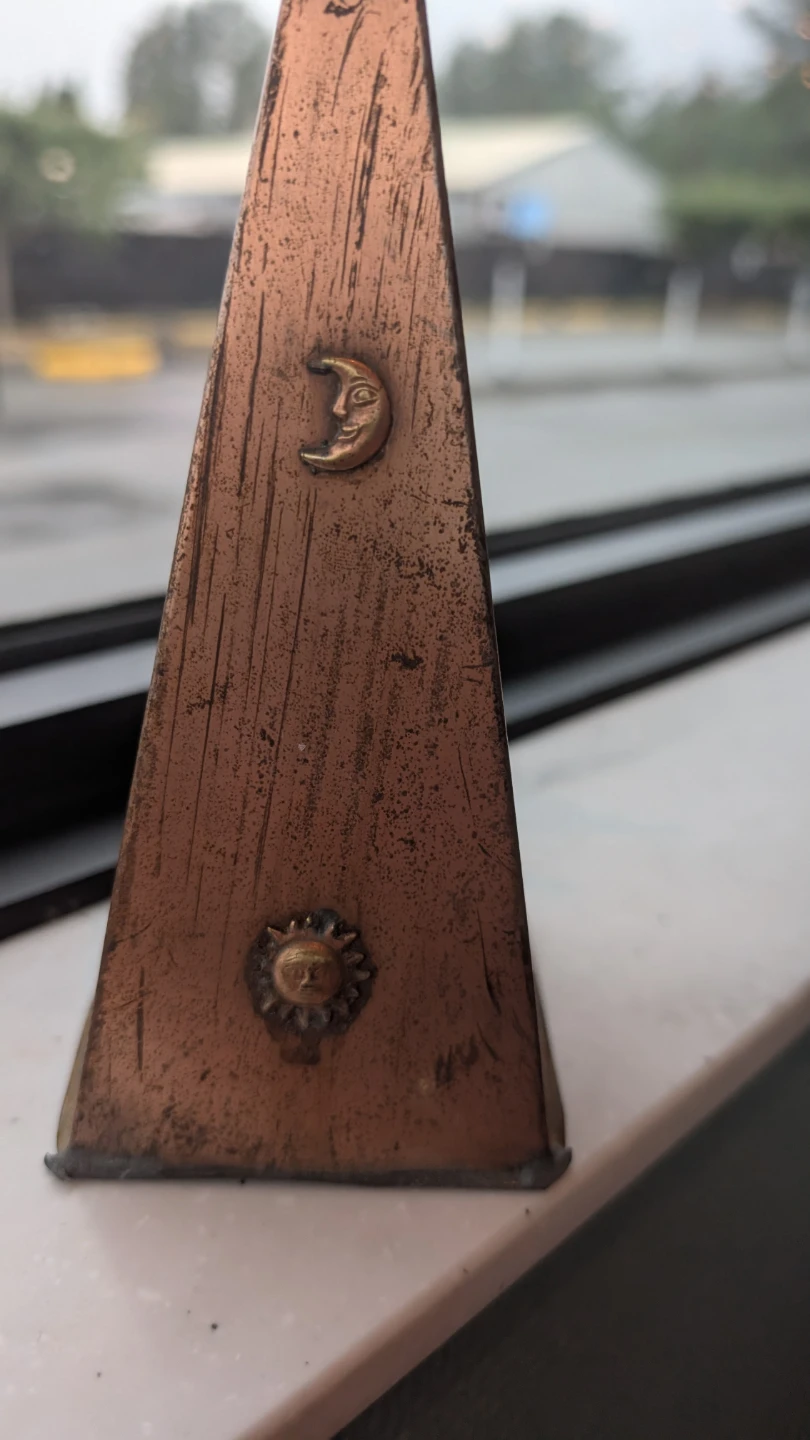 Vintage Copper Starburst mirror  with Sun and Moon Accent - photo 5