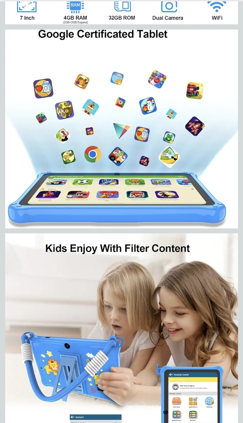 New Touch 7 inch Kids Tablet, Android 13 Tablet for Kids - photo 2