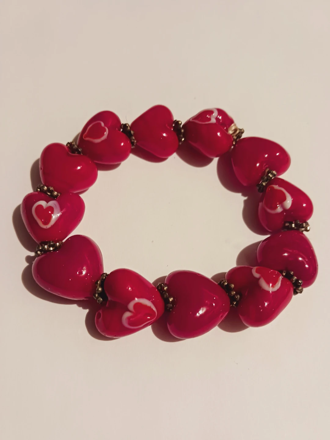 Heart Glass ❤️ Charms Beaded Bracelet