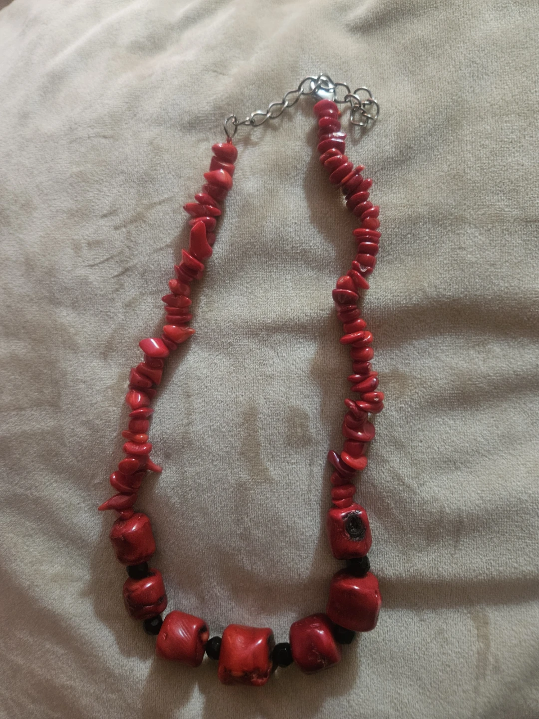 Chunky blood Red Coral  Stone  Necklace 21"L - photo 4
