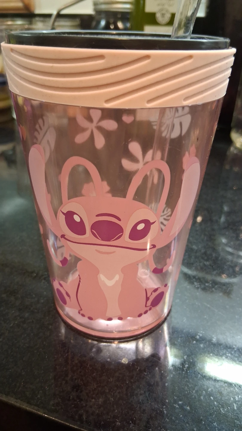 Pink Angel Stitch Tumbler with Straw