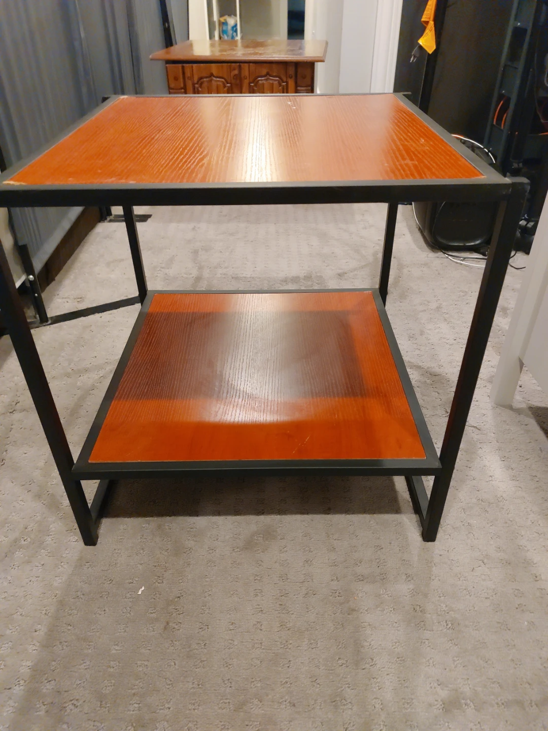 Two-Tiered End Table with Wood Shelves