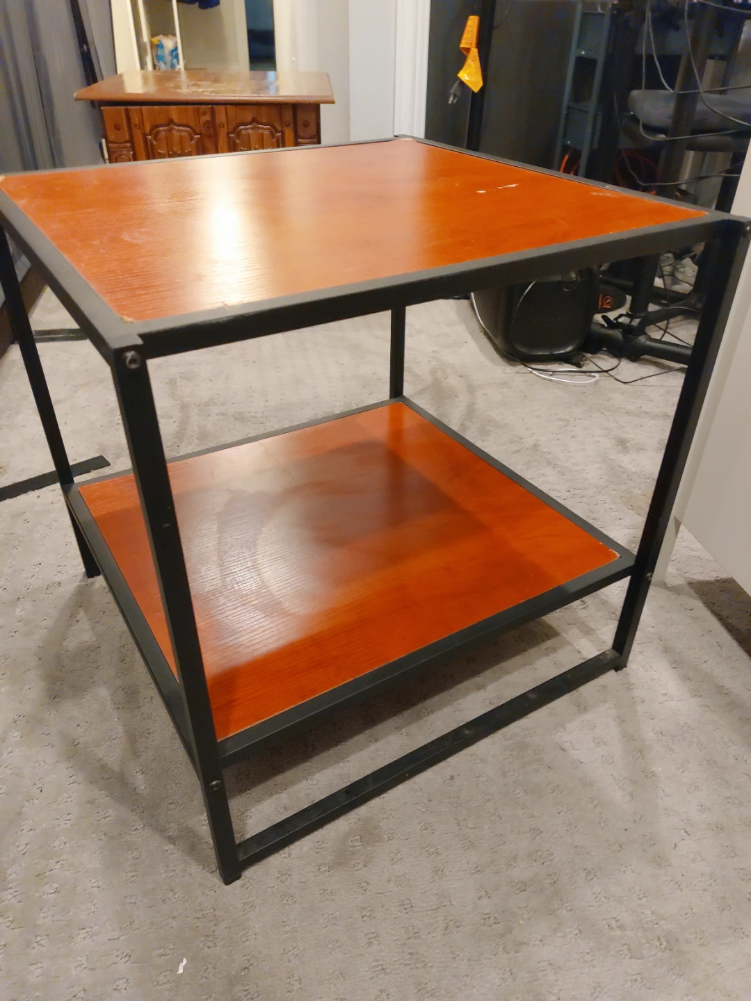 Two-Tiered End Table with Wood Shelves - photo 2