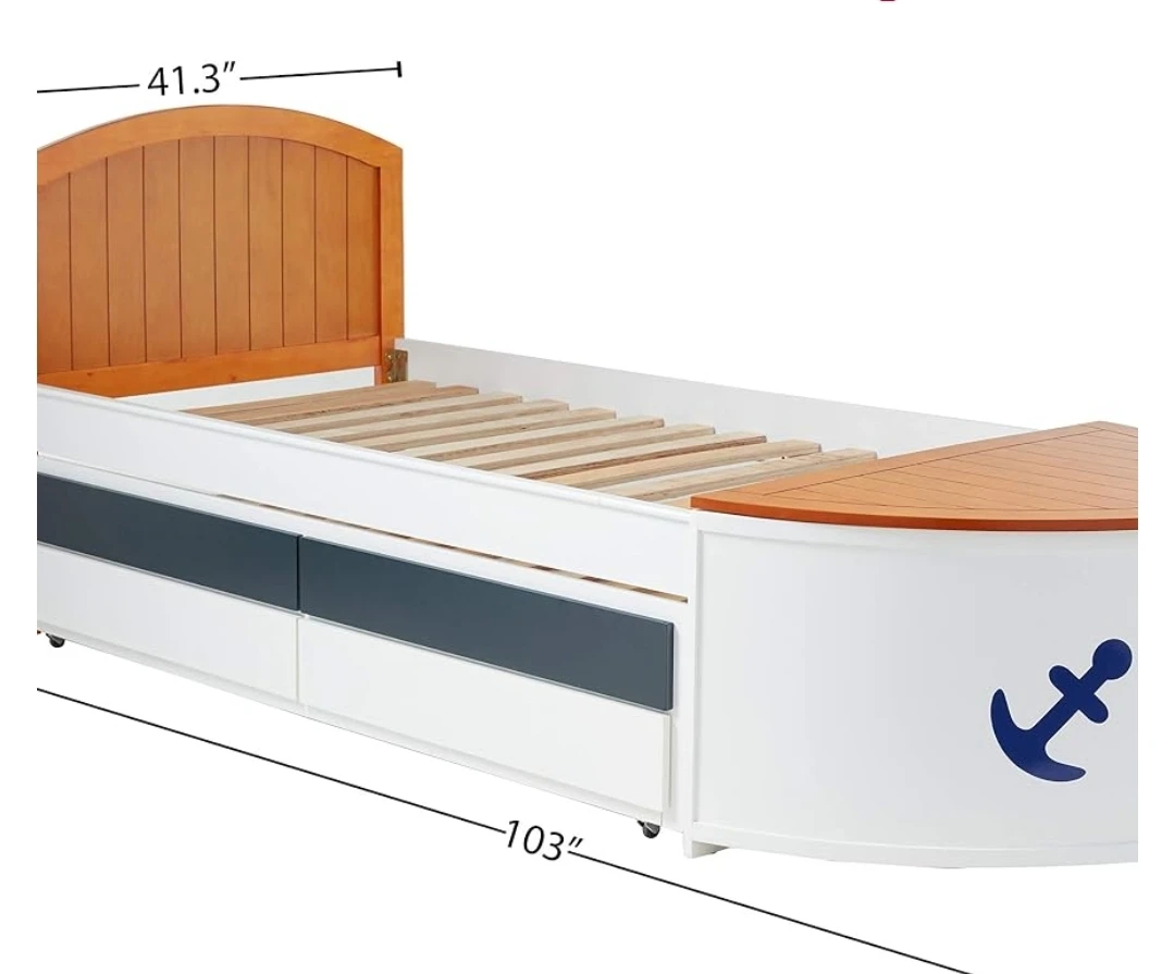 Kids Boat Bed with Trundle and Storage