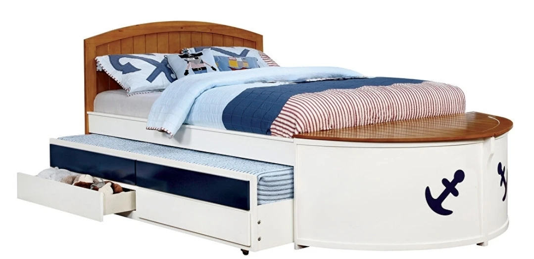 Kids Boat Bed with Trundle and Storage - photo 3