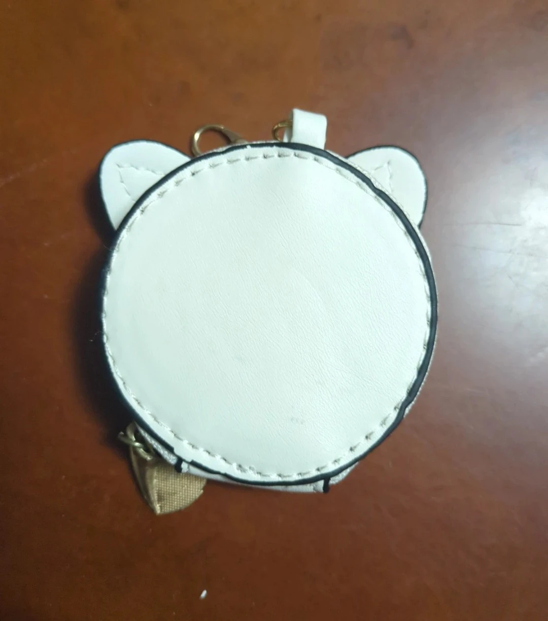 White Faux Leather Cat Face Coin Purse with Strap - photo 5