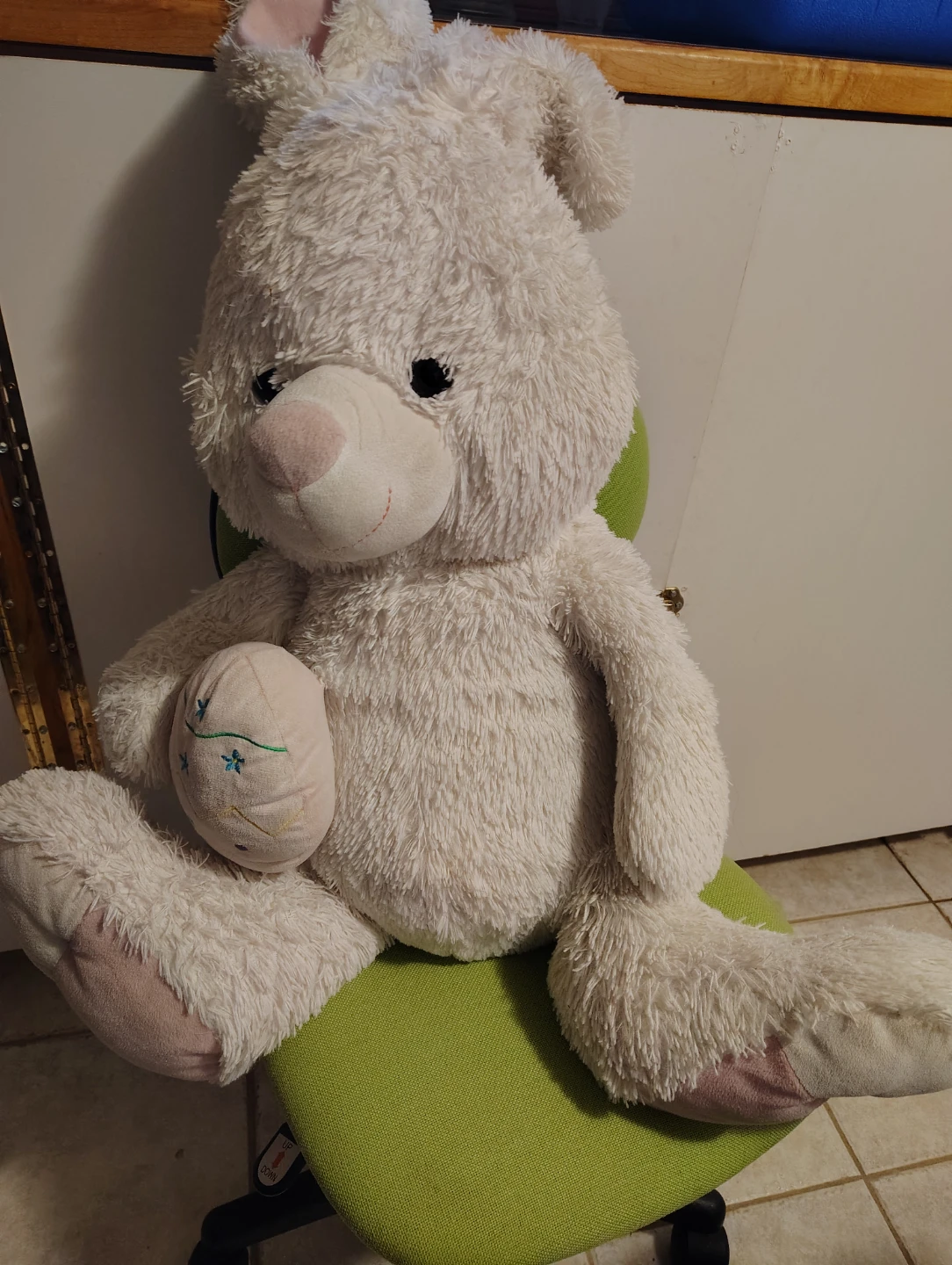 Large White Plush Bunny with Easter Egg - photo 3