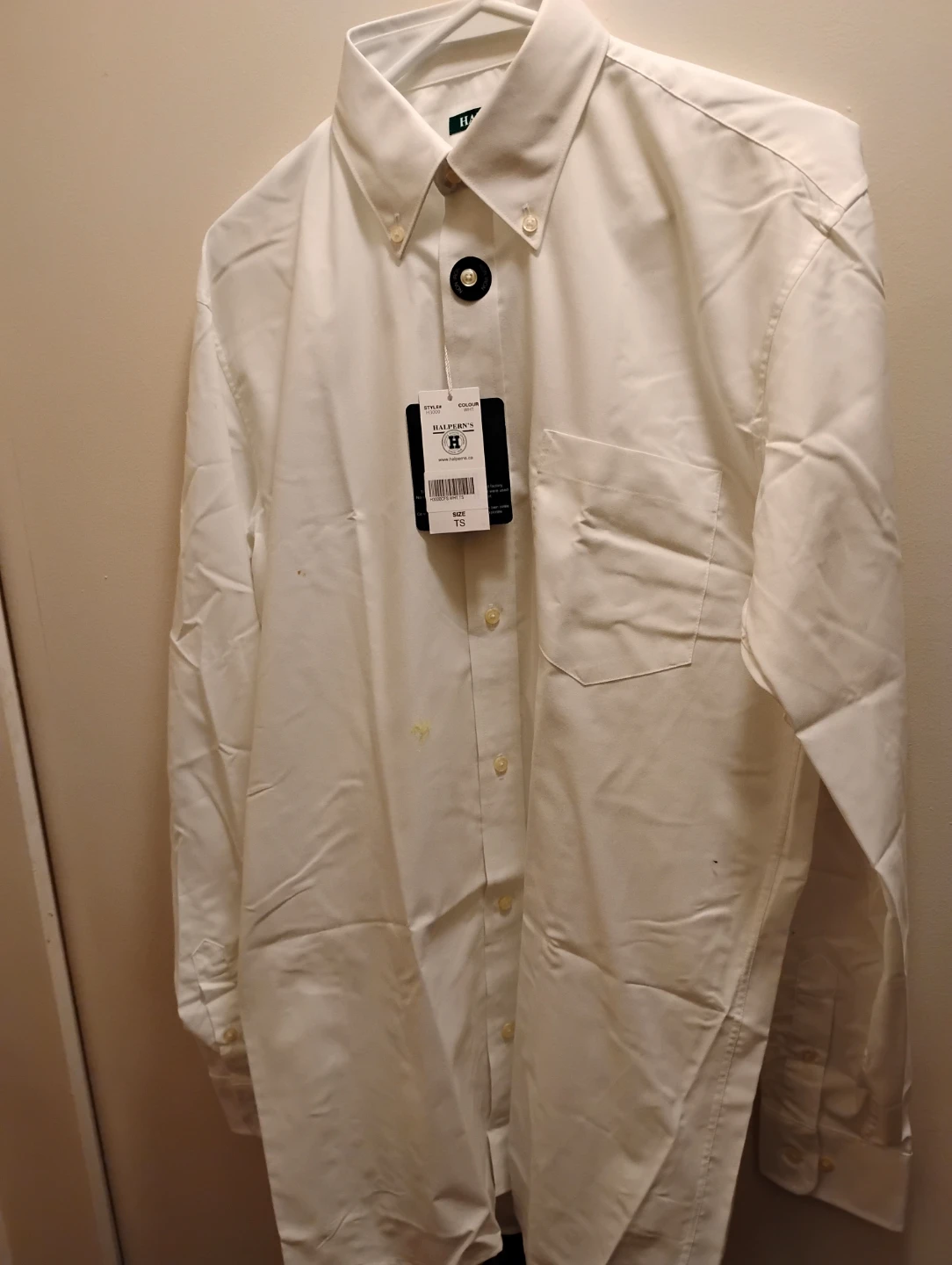 Halpern's White Button-Down Shirt - Size TS